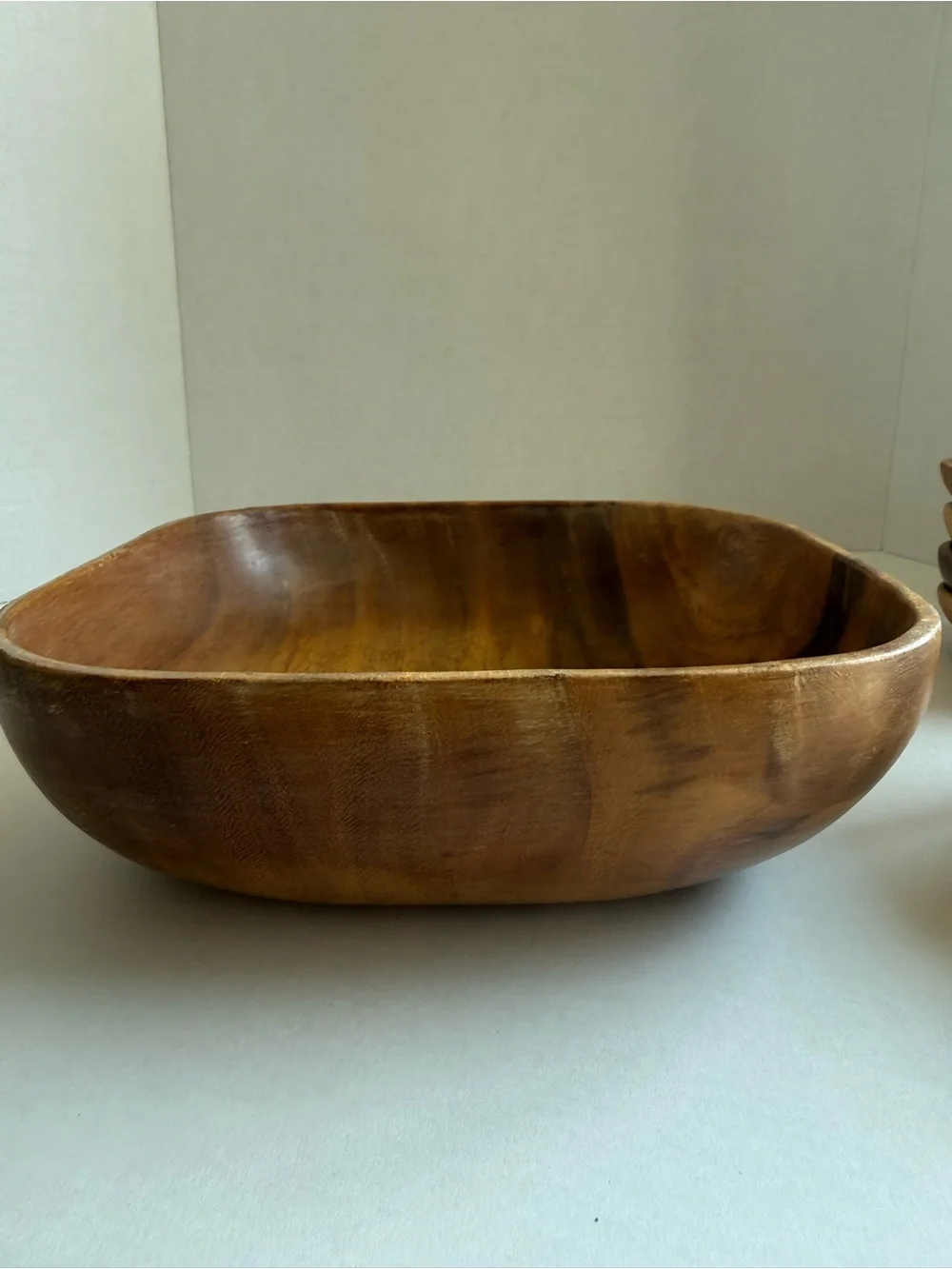 Vintage MCM Monkey Pod Style Wood Salad Bowl Set 9 Pc
